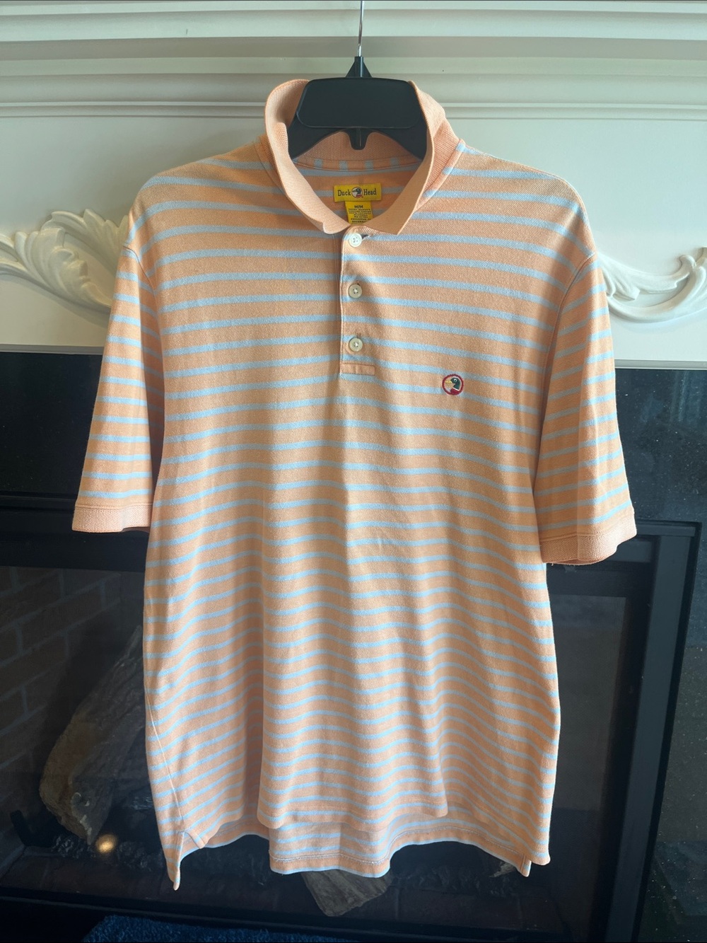 Duck Head Peach & Light Blue Striped Polo